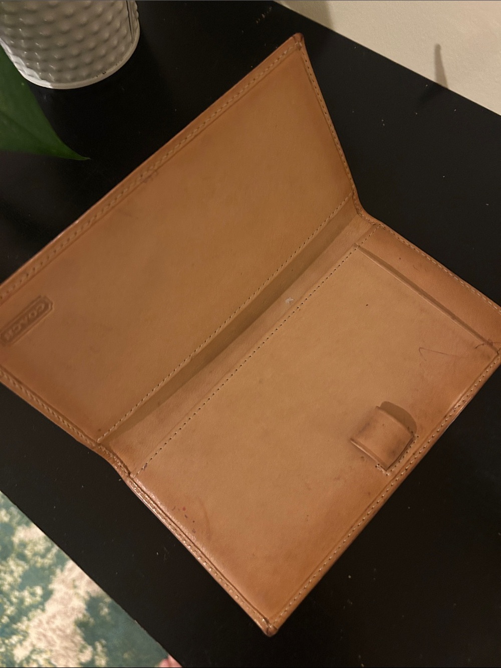 Vintage Coach brown Signature Canvas Continental checkbook cover with Tan inner - Picture 3 of 8